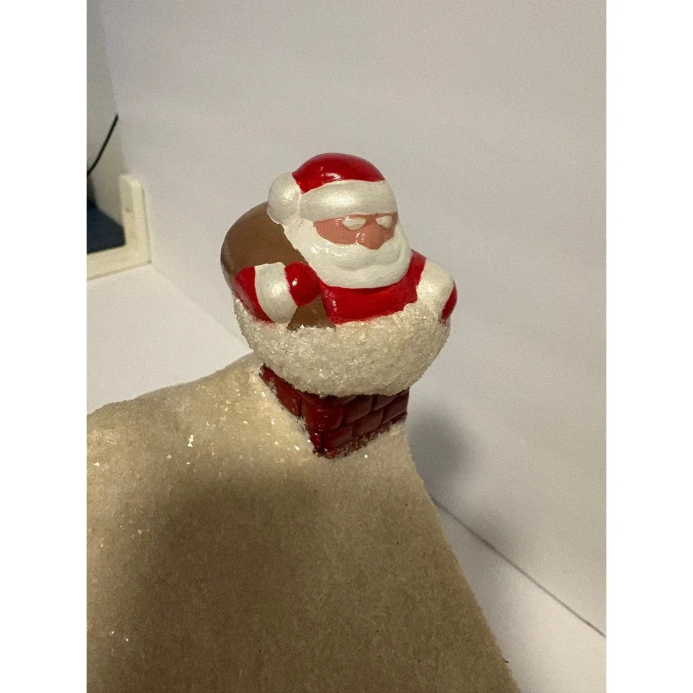 Vintage Lighted Ceramic Christmas House Santa Deer Snow‎ Chalet Decor